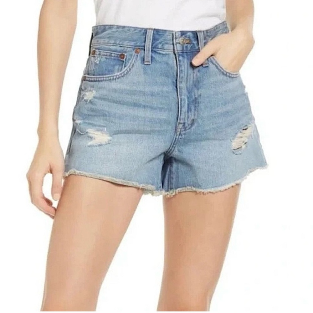 Madewell Classic Blue Ripped Jean Shorts